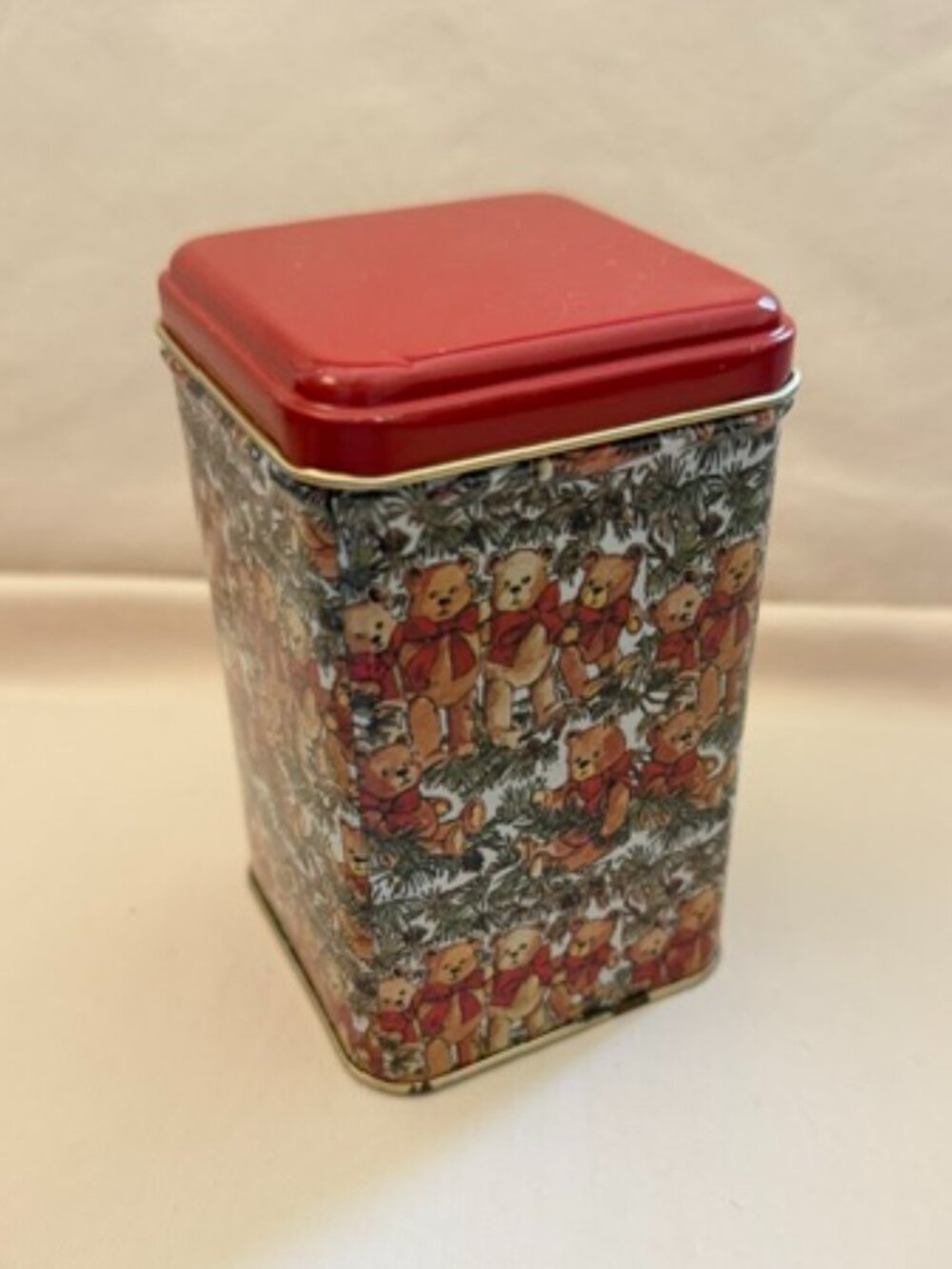 Vintage Teddy Bear Tin Container